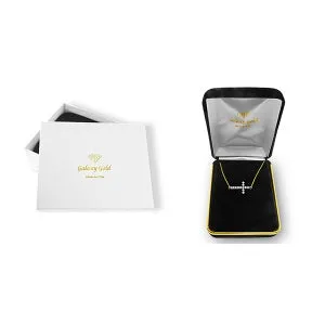 0.18 Carat 14K Solid Yellow Gold Horizontal Cross Diamond Necklace