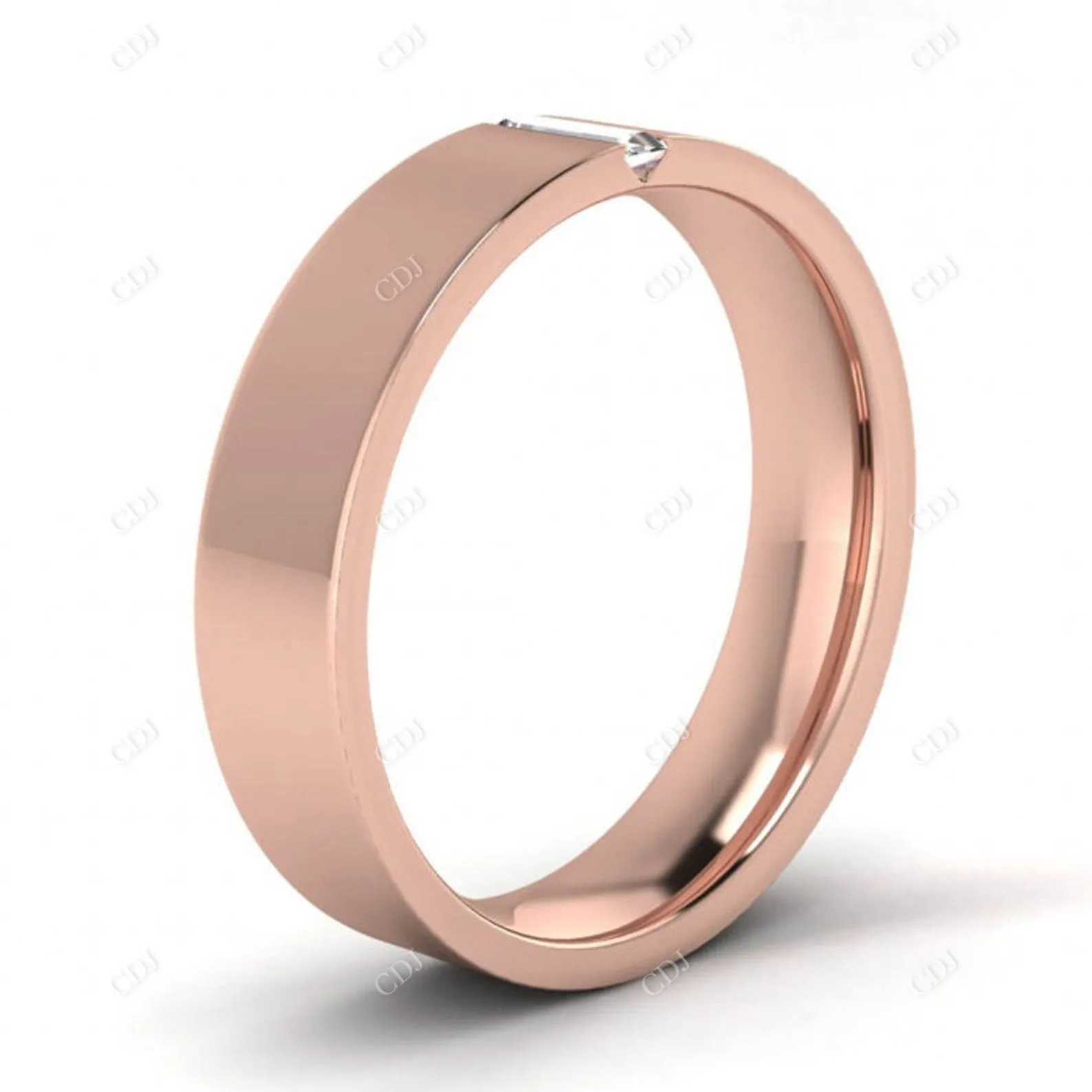 0.1CTW Rose Gold Baguette Diamond Stackable Wedding Band