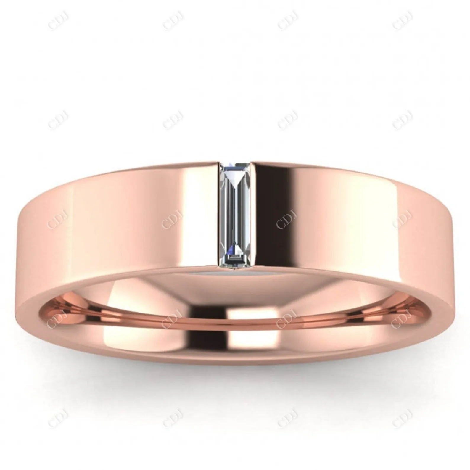 0.1CTW Rose Gold Baguette Diamond Stackable Wedding Band