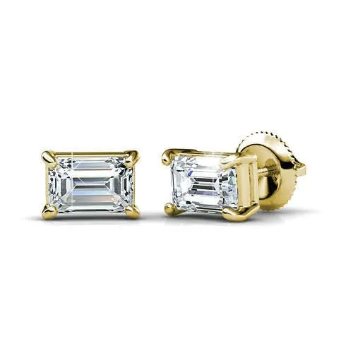 0.50-3.00 CT Emerald Cut Diamonds - Stud Earrings