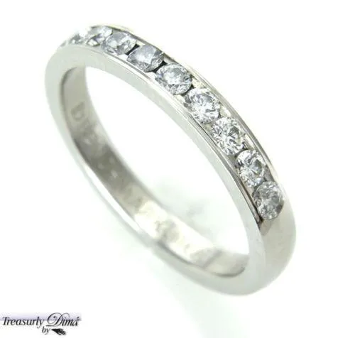 0.50CT PLATINUM ROUND CUT DIAMOND WEDDING ANNIVERSARY BAND RING COMFORT FIT