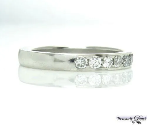 0.50CT PLATINUM ROUND CUT DIAMOND WEDDING ANNIVERSARY BAND RING COMFORT FIT