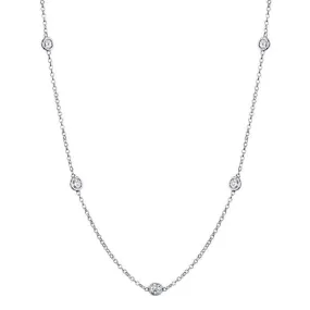 0.70 cttw Lab Created Diamond Bezel Set Station Necklace