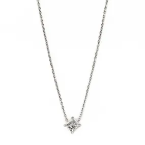 0.71ct Princess Cut Diamond Solitaire 16" Necklace in 14K White Gold