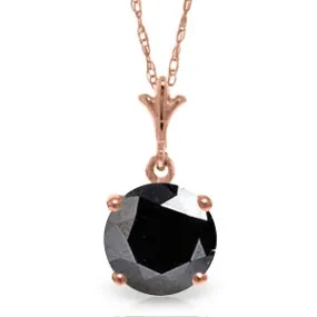 1 Carat 14K Solid Rose Gold Necklace 1.0 Carat Black Diamond