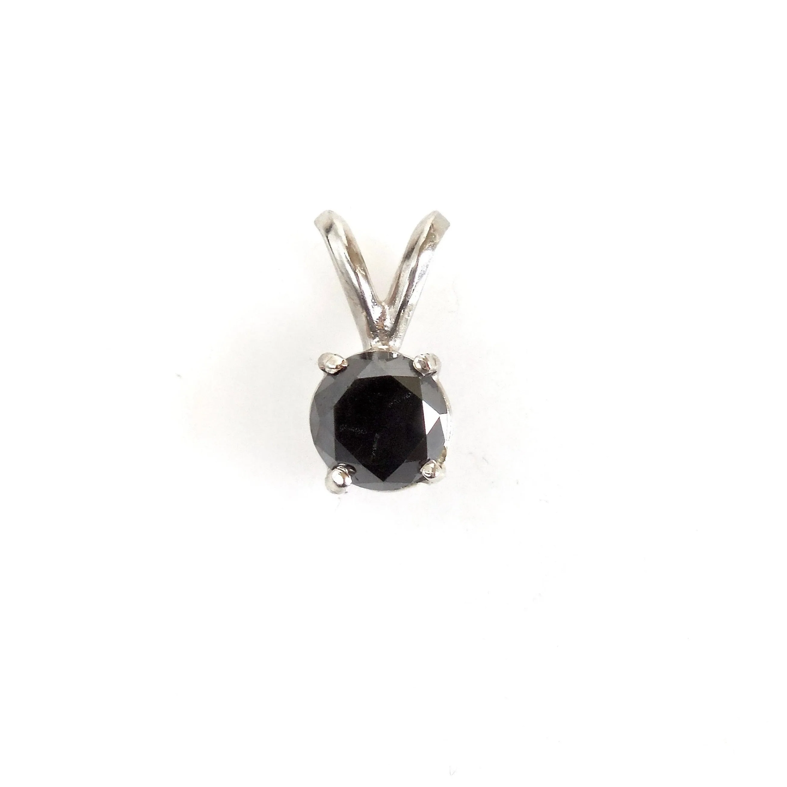 1 carat Black Diamond Solitaire Pendant in 14k White Gold - Women's Round Black Diamond Necklace