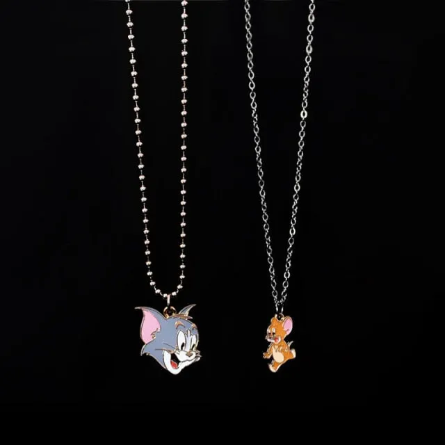 1 Pair Cartoon Cute Couples Men Women Paired Pendants Necklace Hip Hop Fashion Chain Girl Accessories Student Sisters Girlfriend