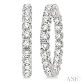 10 Ctw Inside-Out Round Cut Diamond Hoop Earrings in 14K White Gold