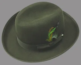 100% Wool God Father Hat - Olive