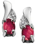 10k White Gold Diamond & Birthstone Earrings