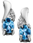 10k White Gold Diamond & Birthstone Earrings