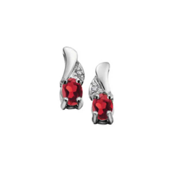 10k White Gold Diamond & Birthstone Earrings