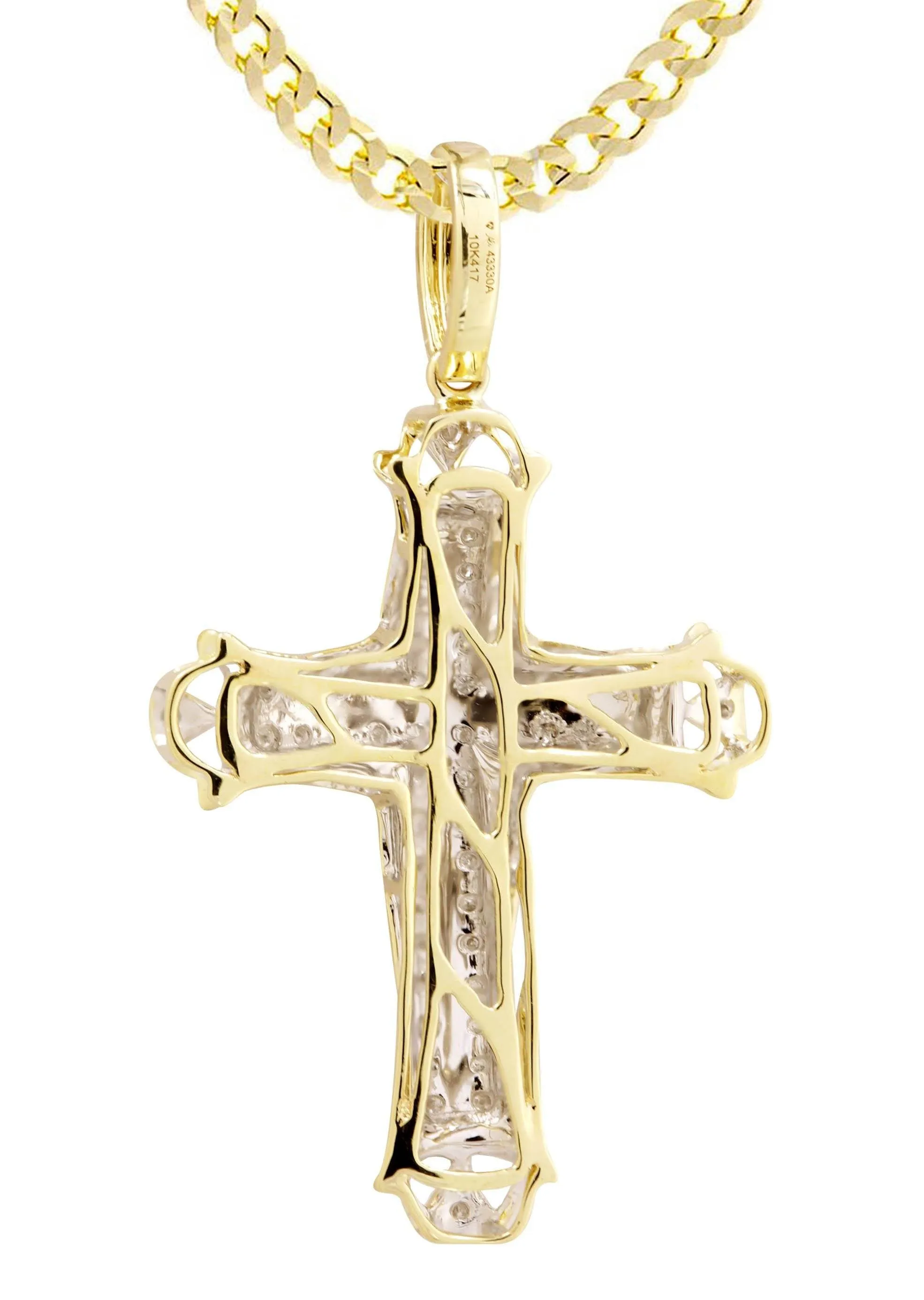 10K Yellow Gold Cross Diamond Necklace  | 0.21 Carats