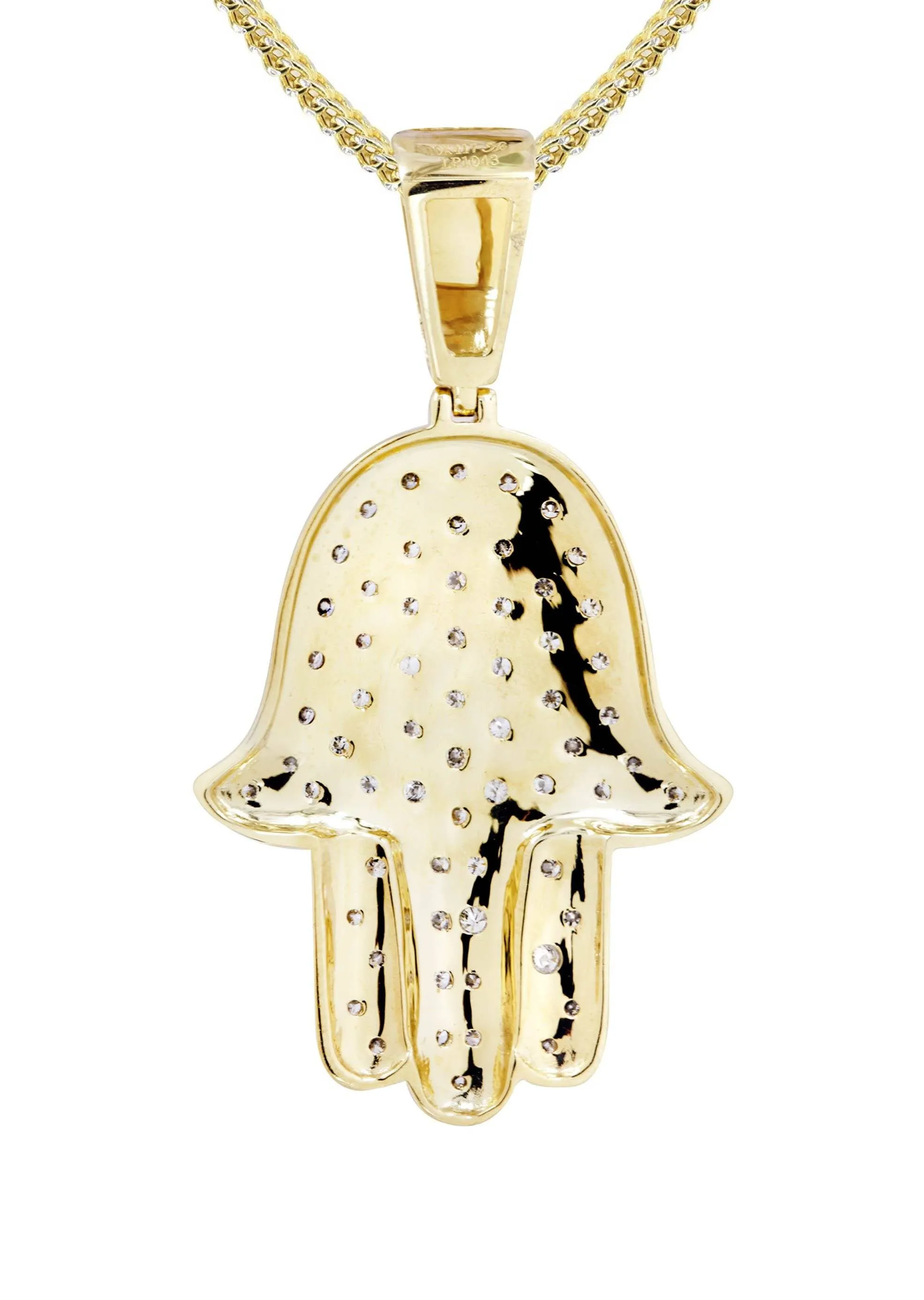 10K Yellow Gold Hamsa Diamond Necklace  | 1.09 Carats