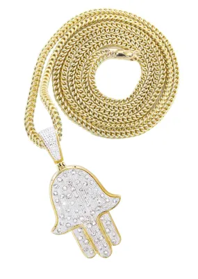 10K Yellow Gold Hamsa Diamond Necklace  | 1.09 Carats