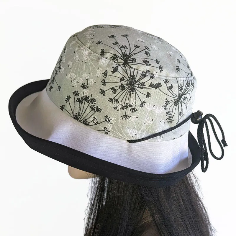 114-c Sunblocker UV summer hat sun hat with large wide brim featuring dill on sage