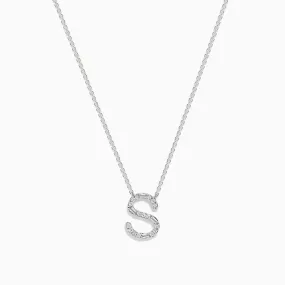 14 Karat White Gold Initial "S" Diamond Necklace