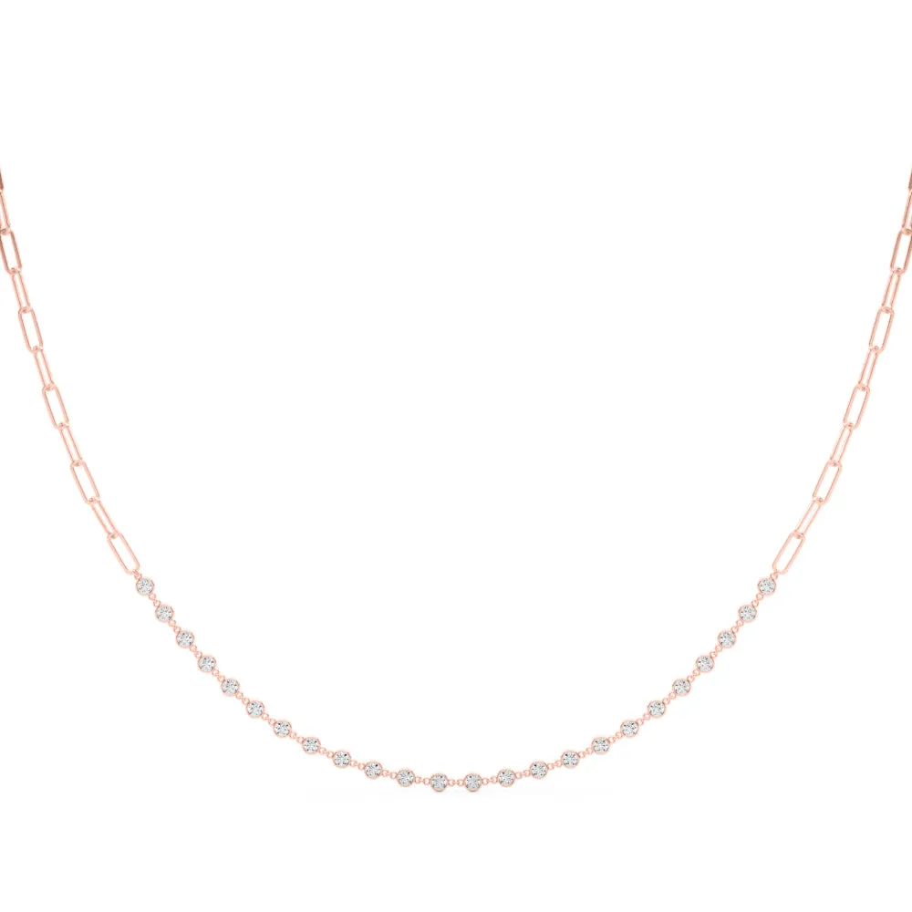 14K 17 Inch Paper Clip Diamond Necklace