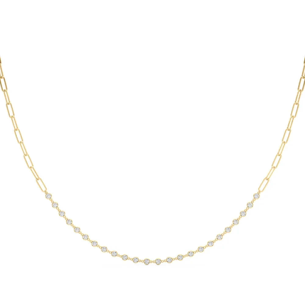 14K 17 Inch Paper Clip Diamond Necklace