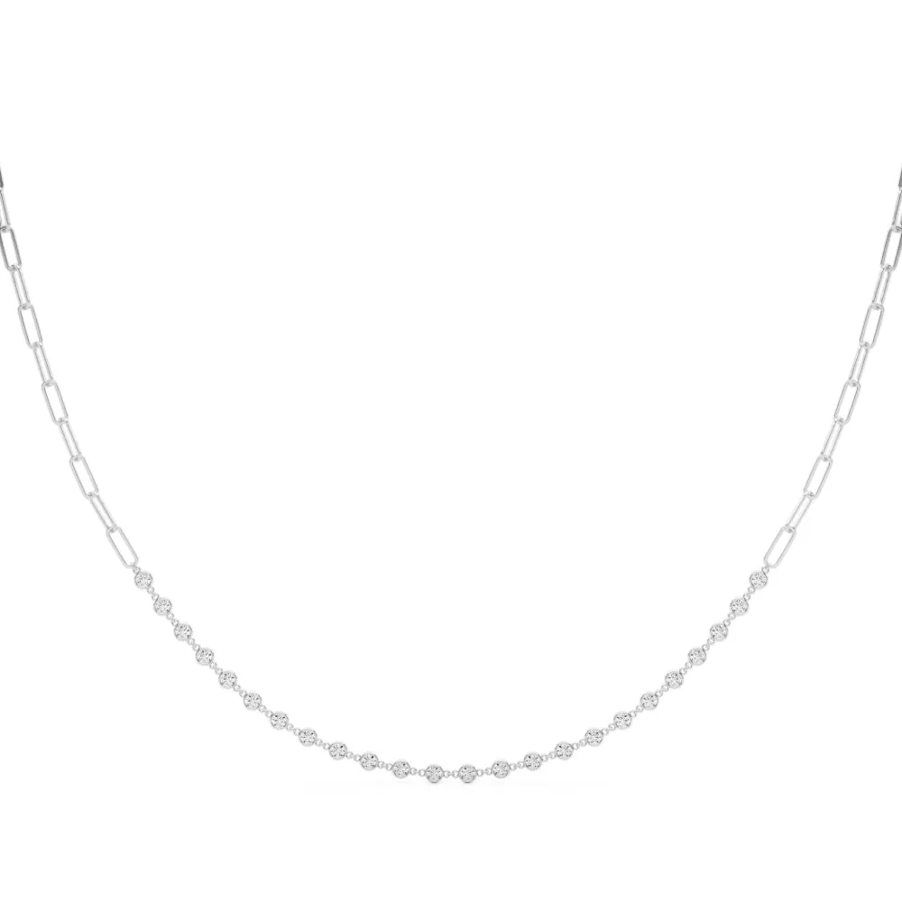 14K 17 Inch Paper Clip Diamond Necklace