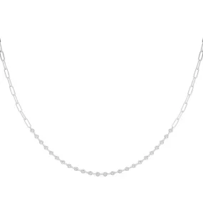 14K 17 Inch Paper Clip Diamond Necklace