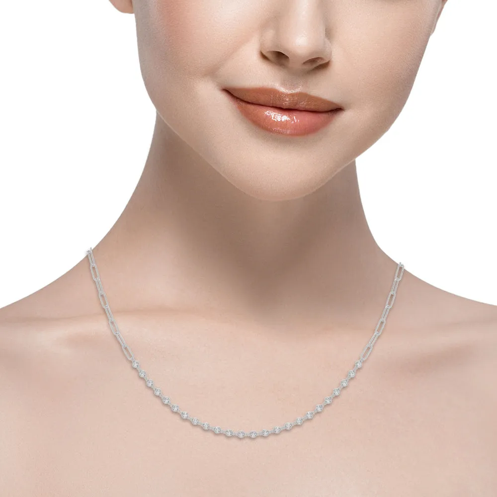 14K 17 Inch Paper Clip Diamond Necklace