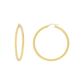 14K 50mm Rope Twist Hoop Earrings