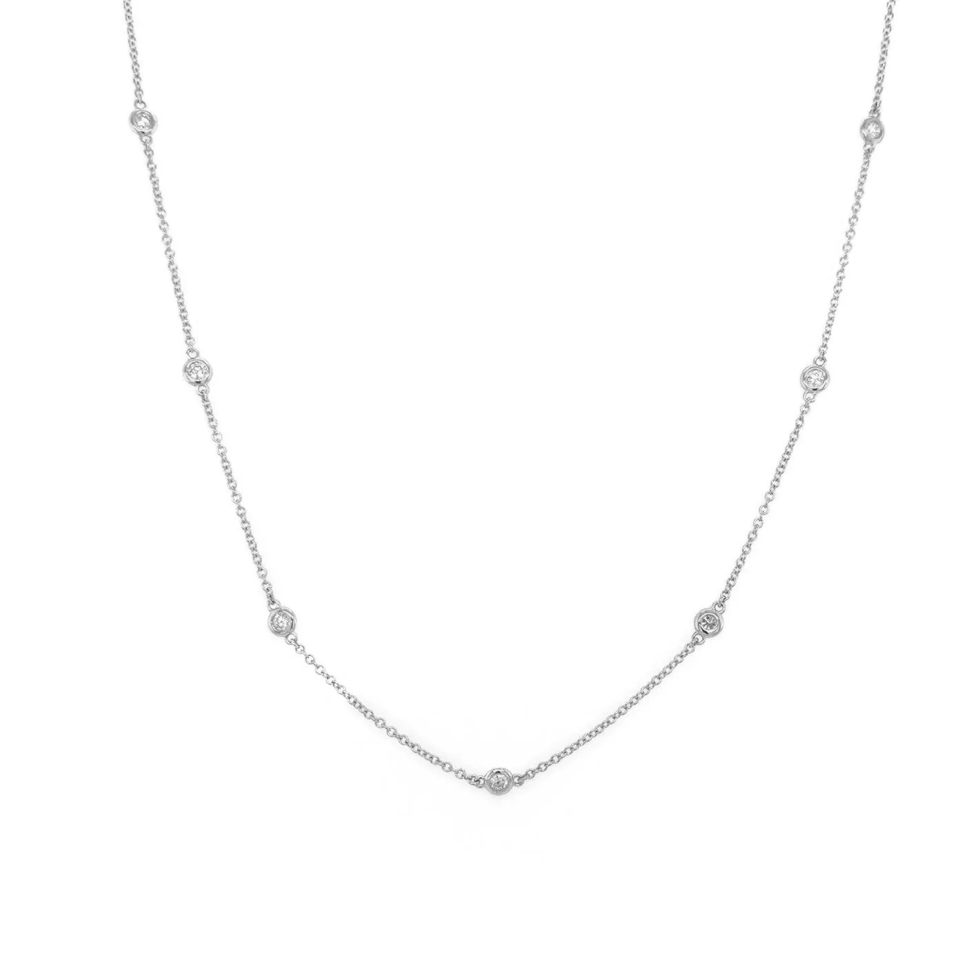 14k Gold & Diamond Station Necklace -0.45ct