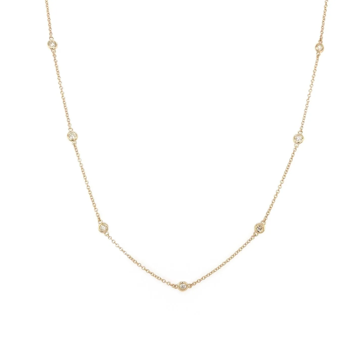 14k Gold & Diamond Station Necklace -0.45ct