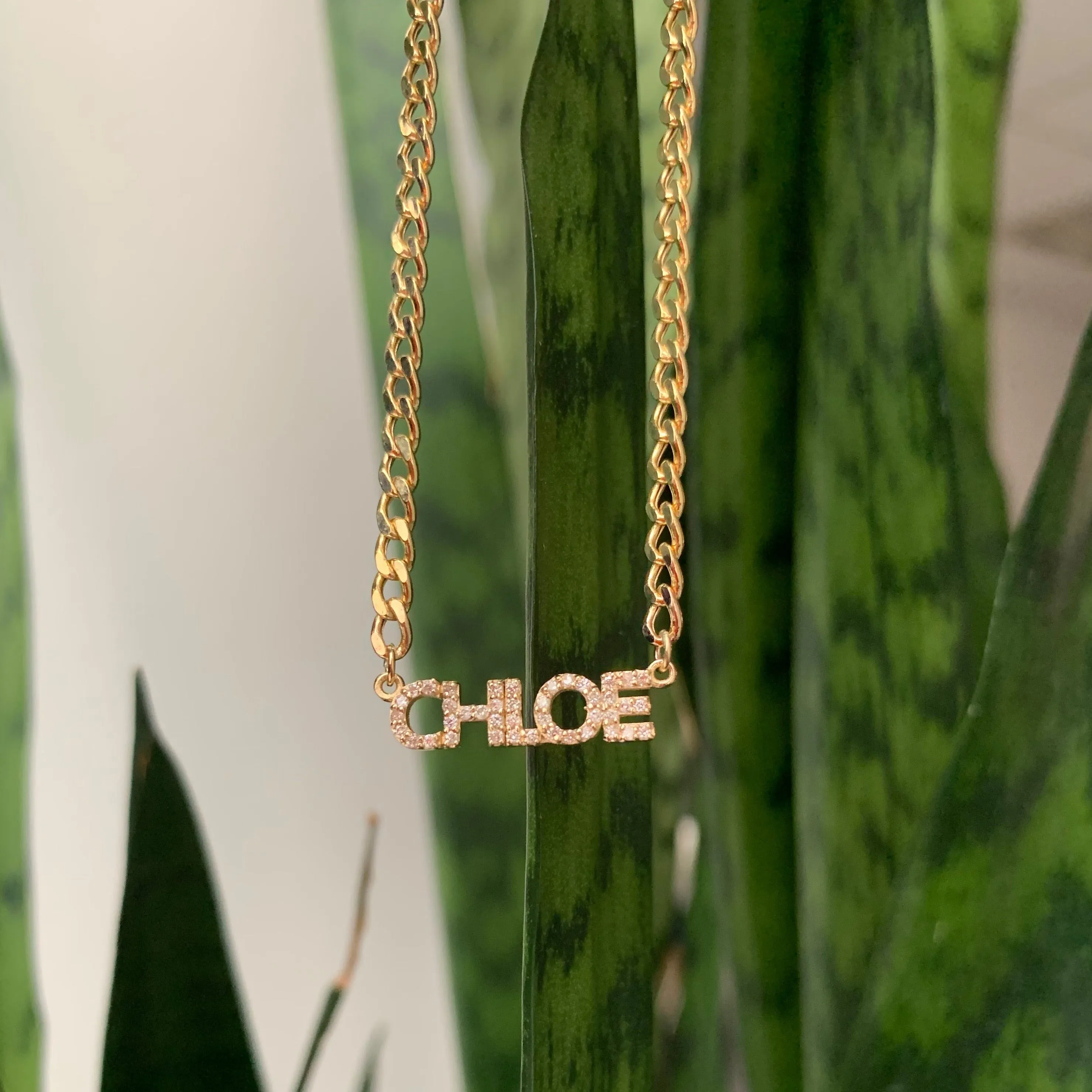 14K Gold Diamond Upper Case Name Necklace