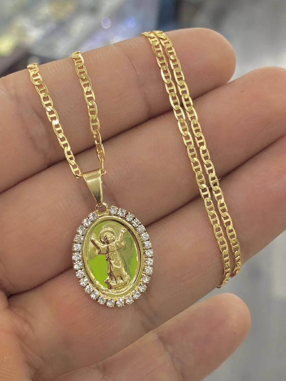 14K Gold Filled Baby Jesus Necklace For Kids Ladies Girls 18"/ Divino Nino Pendant 21x16mm/ Everyday Dainty Pendant/ Cadena del Divino Nino