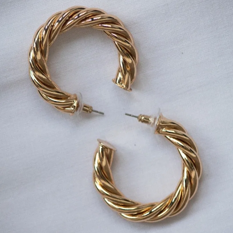 14K Gold-Filled Twisted Hoop Earrings