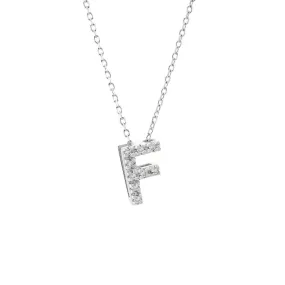 14K Gold Initial "F" Necklace With Diamonds