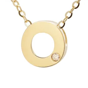 14K Gold Initial "O" Necklace (Diamond)