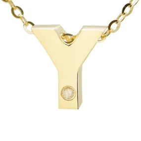 14K Gold Initial "Y" Necklace (Diamond)