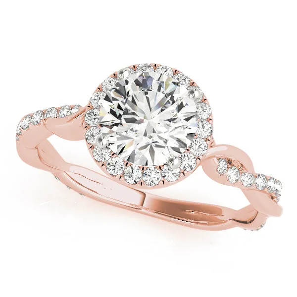 14K Halo Engagement Ring Twisted