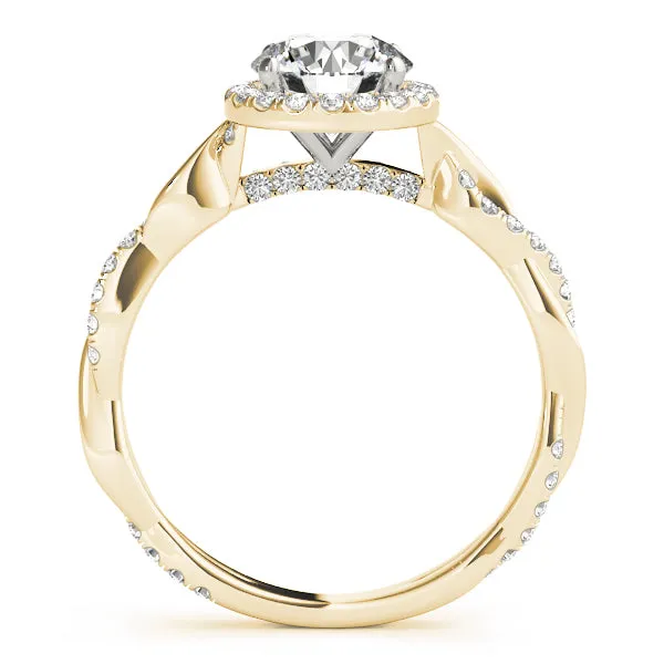 14K Halo Engagement Ring Twisted