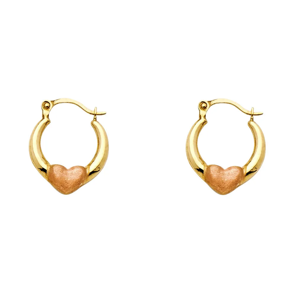 14K Heart Hoop Earrings