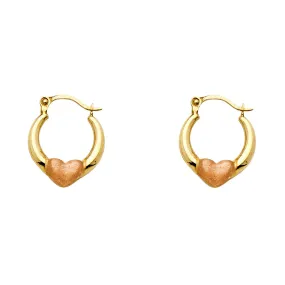 14K Heart Hoop Earrings