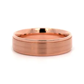 14K Rose Gold 6mm Polished Stepped Rails with Matte Finished Wedding Band