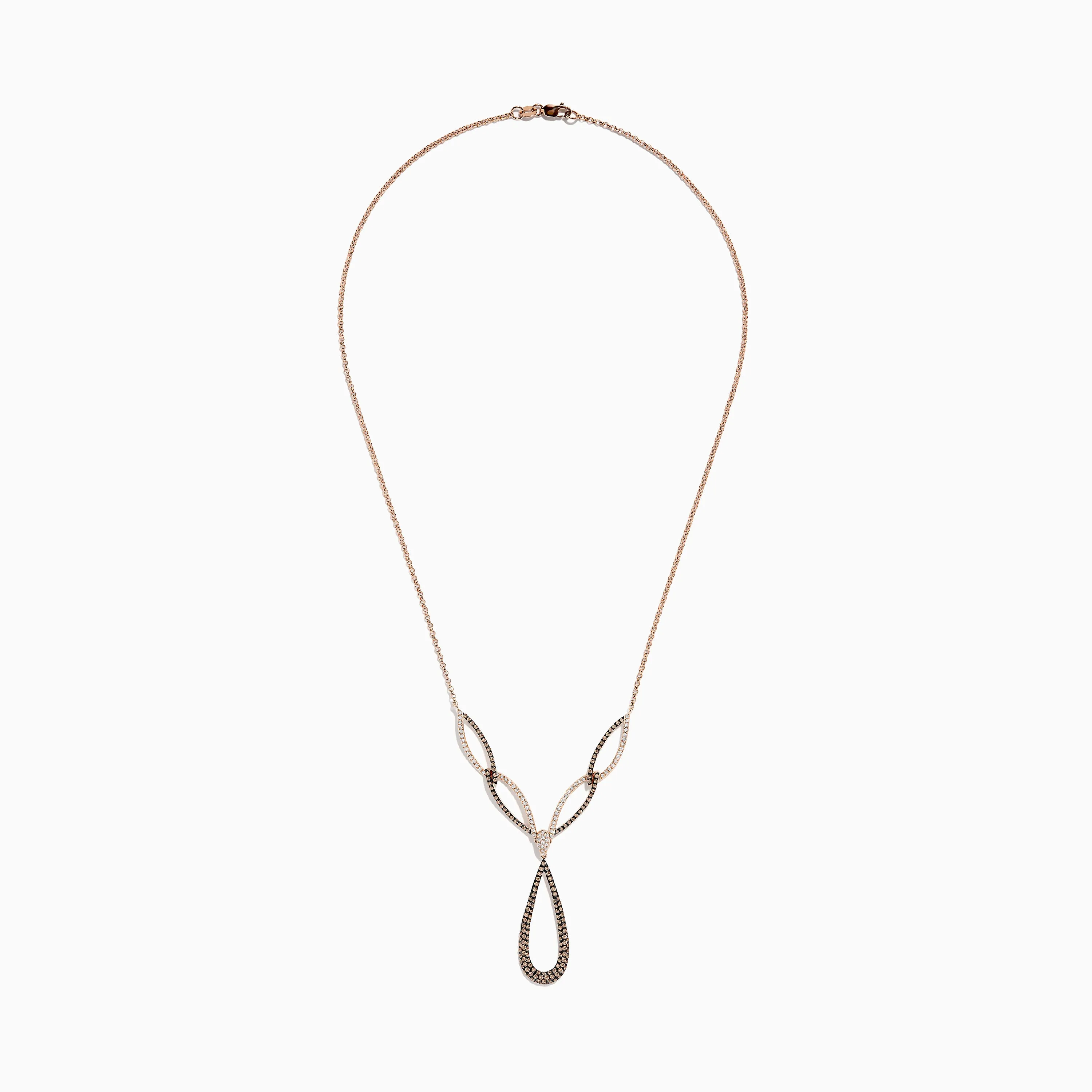 14K Rose Gold Brown and White Diamond Necklace