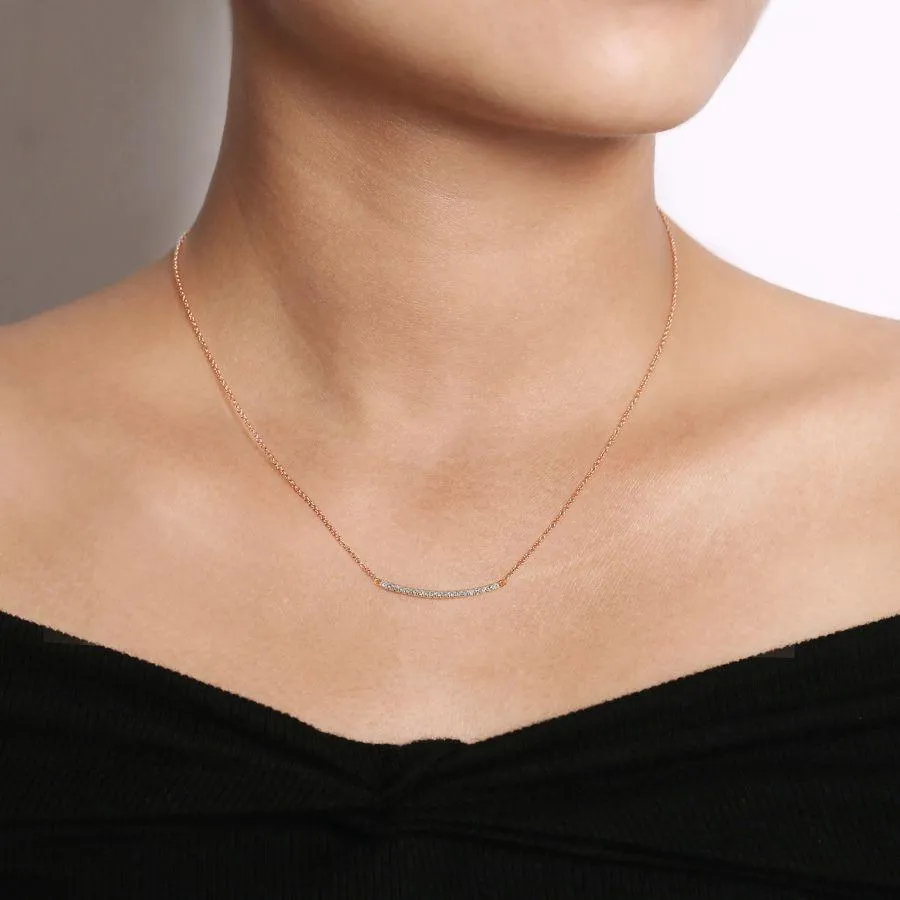 14K Rose Gold Diamond Bar Necklace