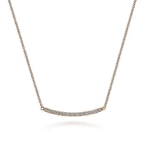 14K Rose Gold Diamond Bar Necklace