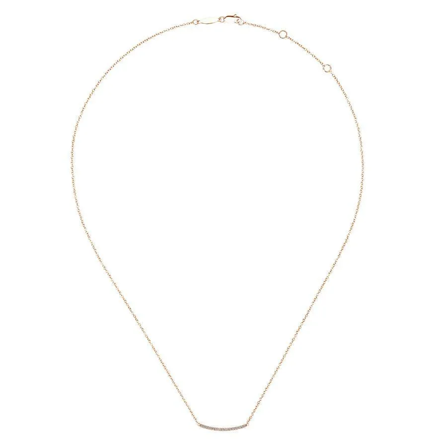 14K Rose Gold Diamond Bar Necklace