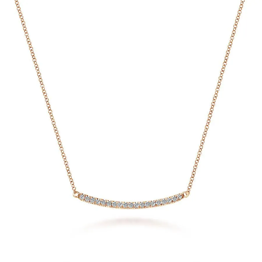 14K Rose Gold Diamond Bar Necklace