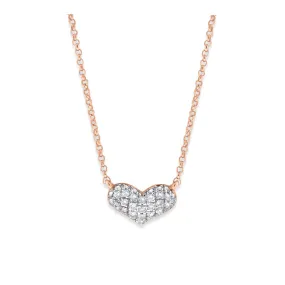 14k Rose Gold Diamond Heart Necklace