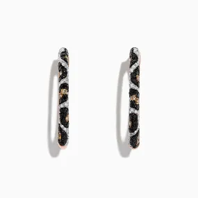 14K Rose Gold Diamond Leopard Spot Hoop Earrings, 0.78 TCW