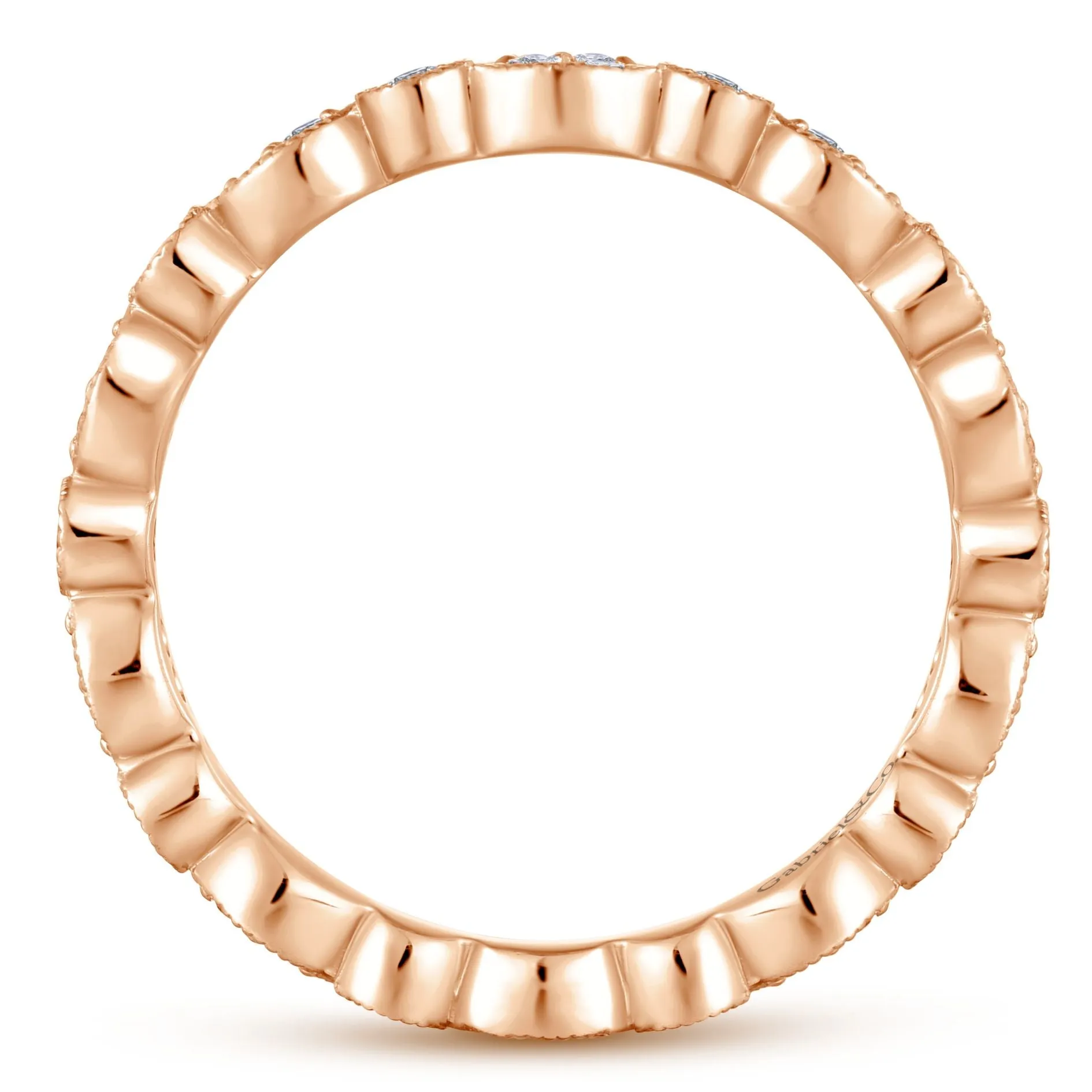 14K Rose Gold Thin Diamond Disc Eternity Band