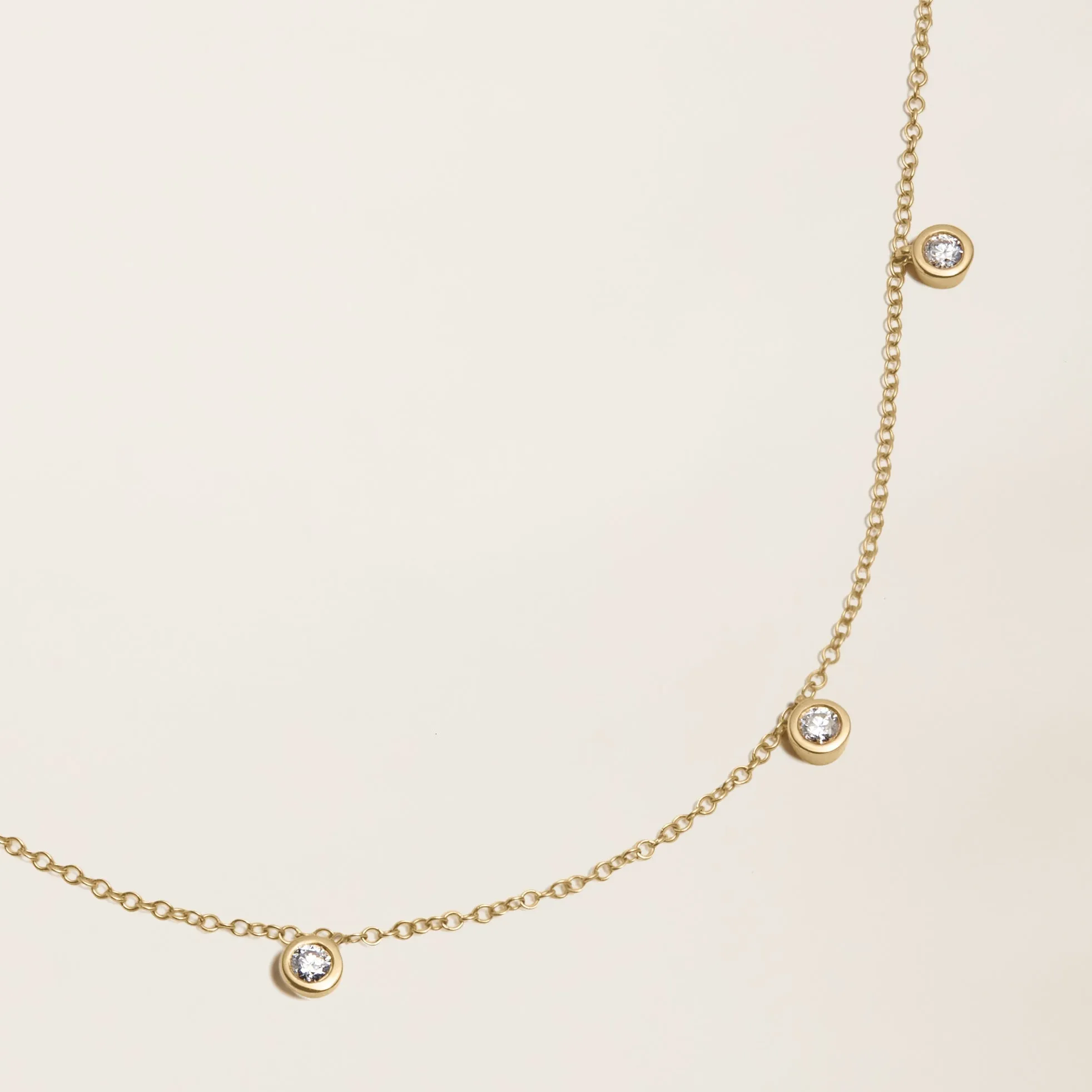 14K Solid Gold Diamond Five-Stone Necklace