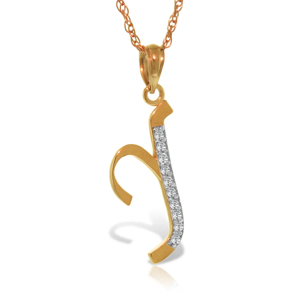 14K Solid Rose Gold Necklace w/ Natural Diamonds Initial 'y' Pendant